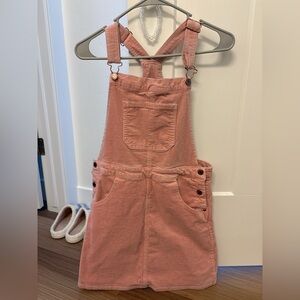Pink corduroy overall dress